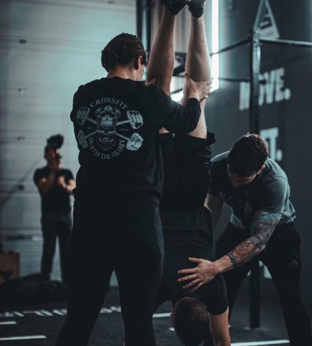 Handstand practice — spotted and filmed